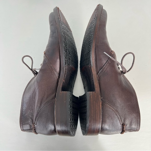 ♦️SOLD♦️FRYE Dark Brown Leather Braided Back Lace Up Chukka Ankle Boots Sz - Picture 7 of 16